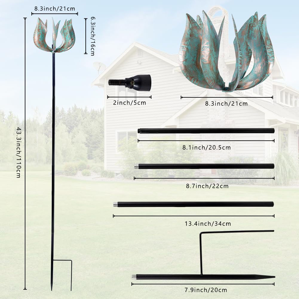 Viveta Wind Spinner metal garden sculpture enhances outdoor focal points.
