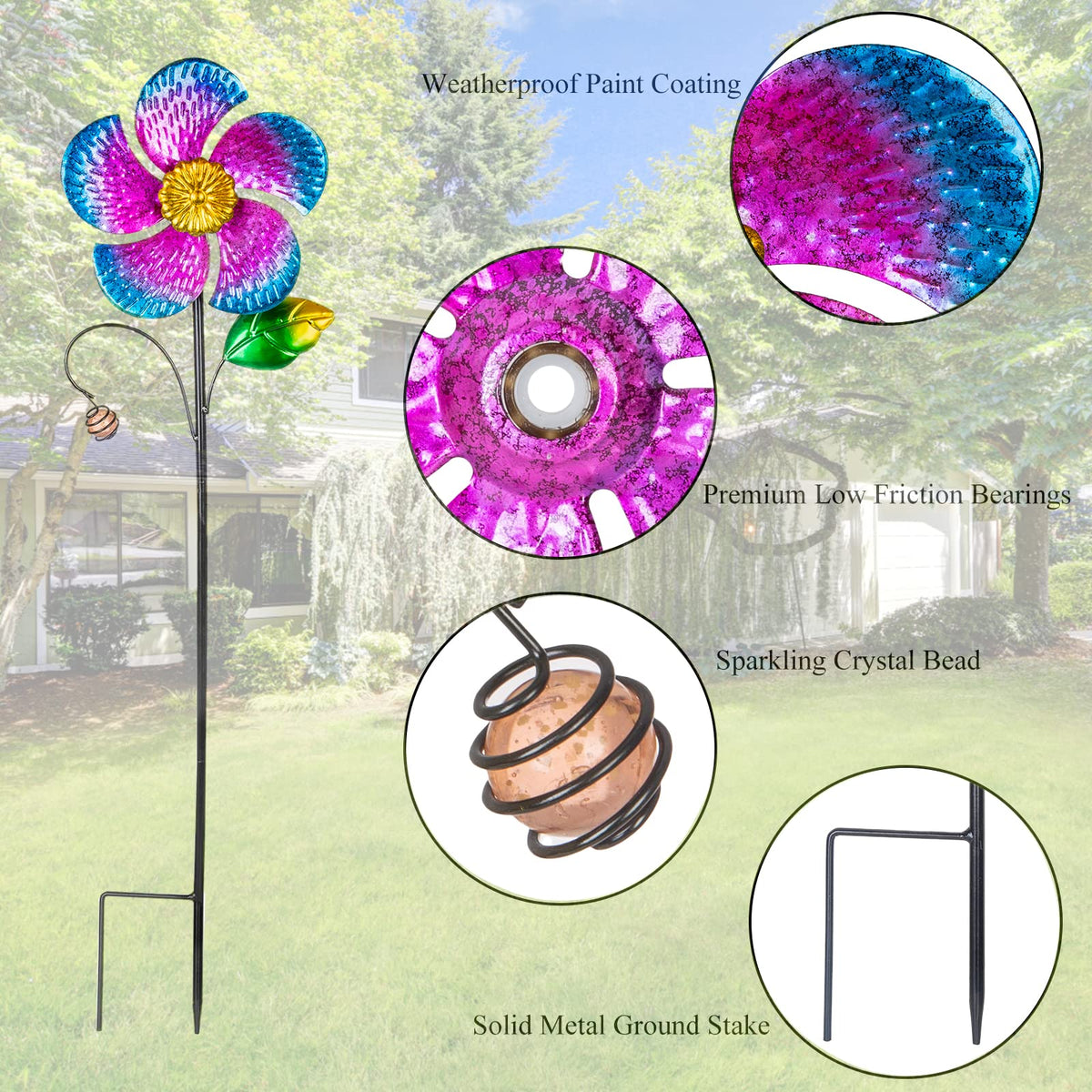 Viveta wind spinner metal stake set 2 for easy ground installation