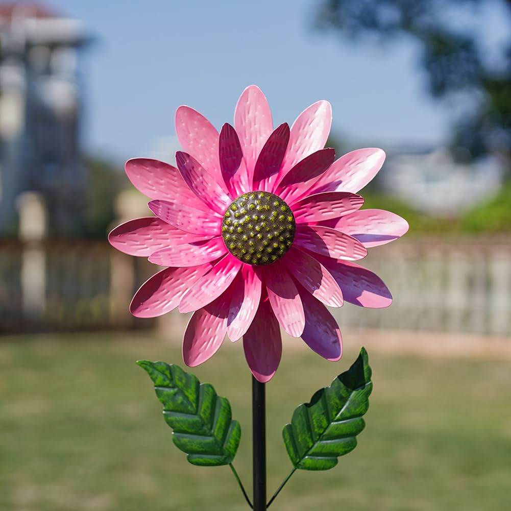 Viveta wind spinner outdoor pink flowers double-sided motion enhances curb appeal.
