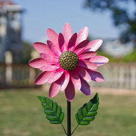Viveta wind spinner outdoor pink flowers double-sided motion enhances curb appeal.