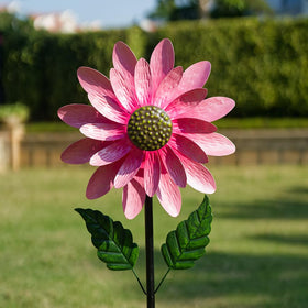 Viveta wind spinner pink pinwheels on a sturdy stake for yard movement.