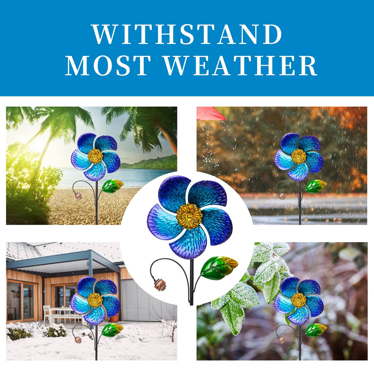 Viveta two-pack wind spinners displayed on a patio for outdoor decor