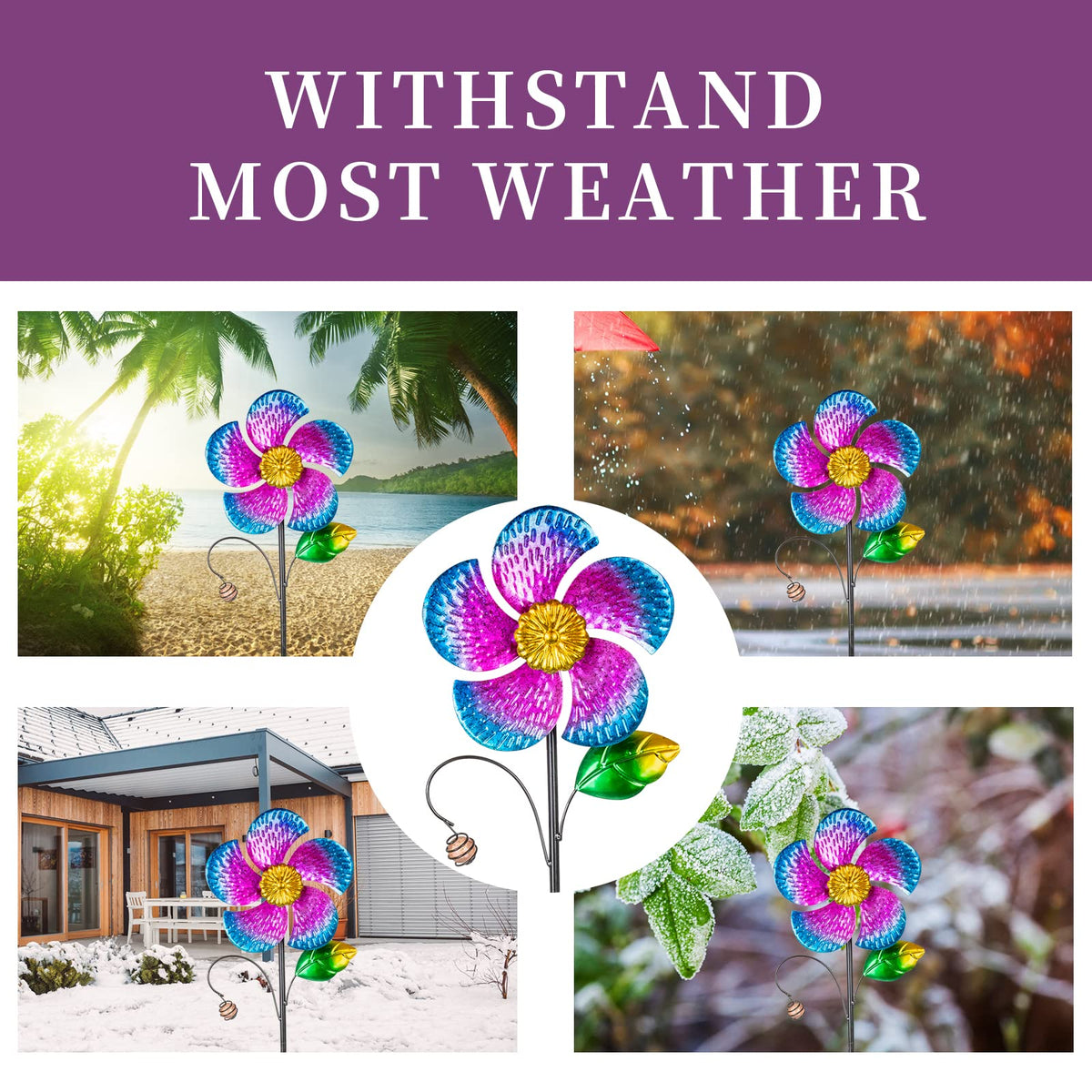 Viveta wind spinner UV-protected metal construction shines in sunlight