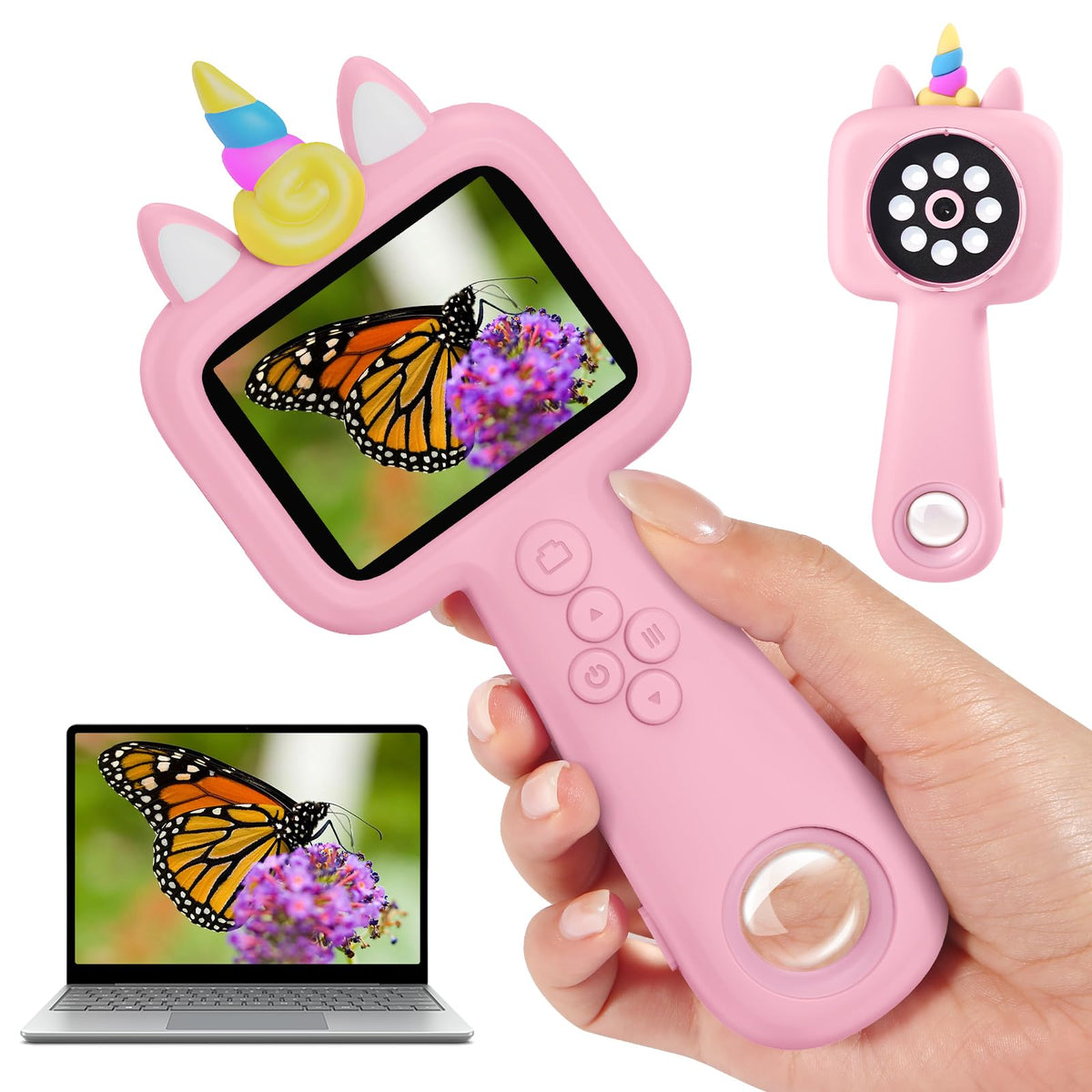 Vivid Glass magnifying microscope with a bright 2.4-inch screen for clear tiny details.