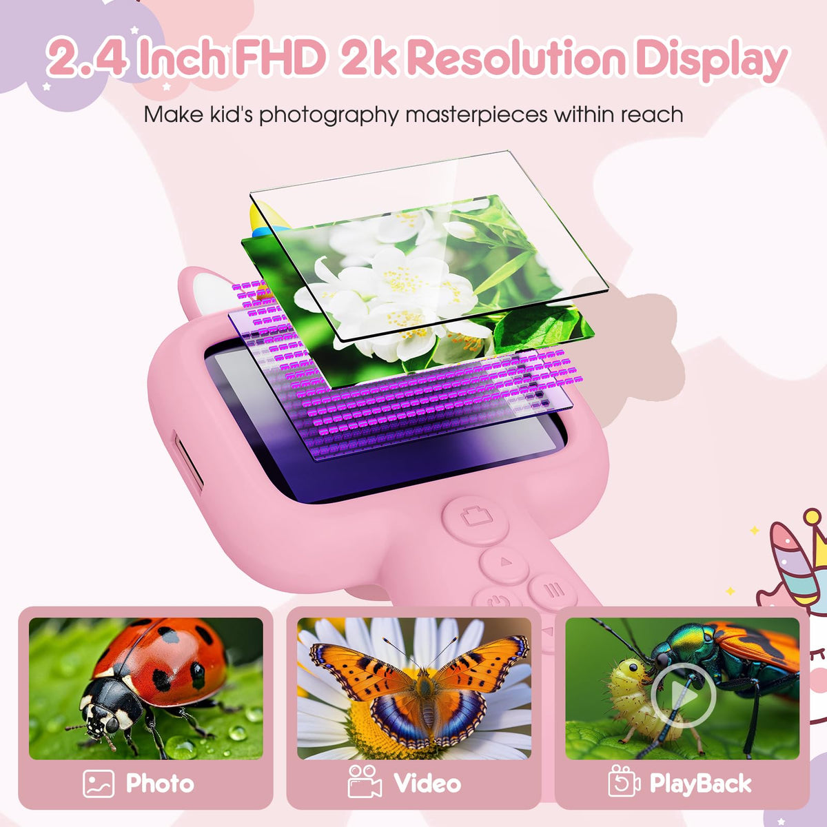 Vivid Glass storage lets you hold 200 photos without extra cards.