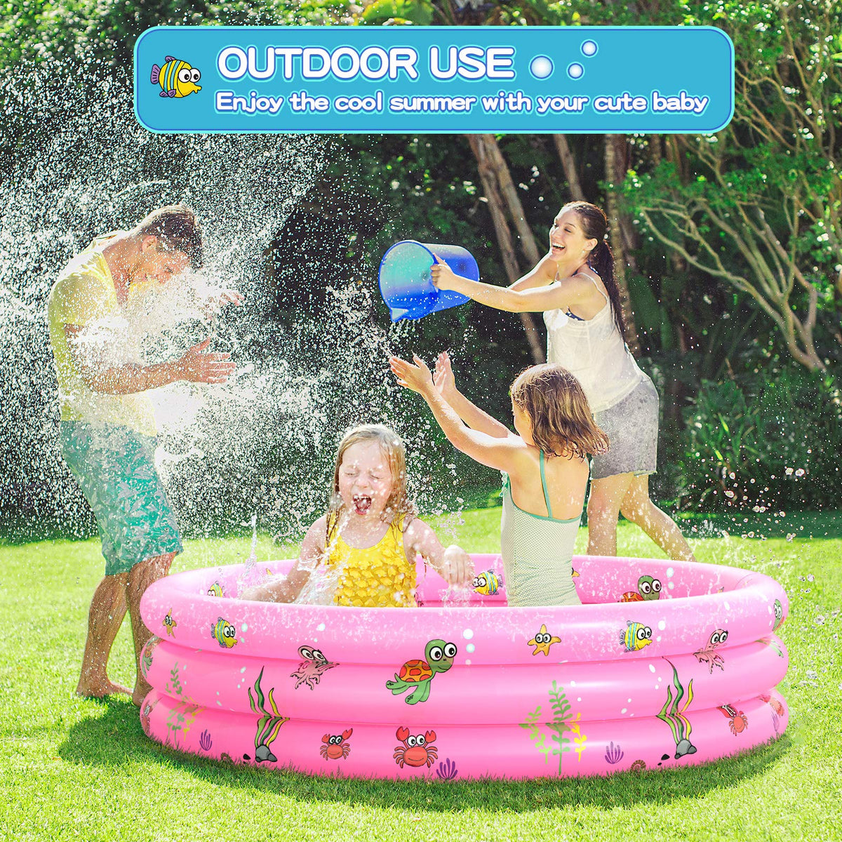 VIVI MAO garden round pool folded flat for compact storage.