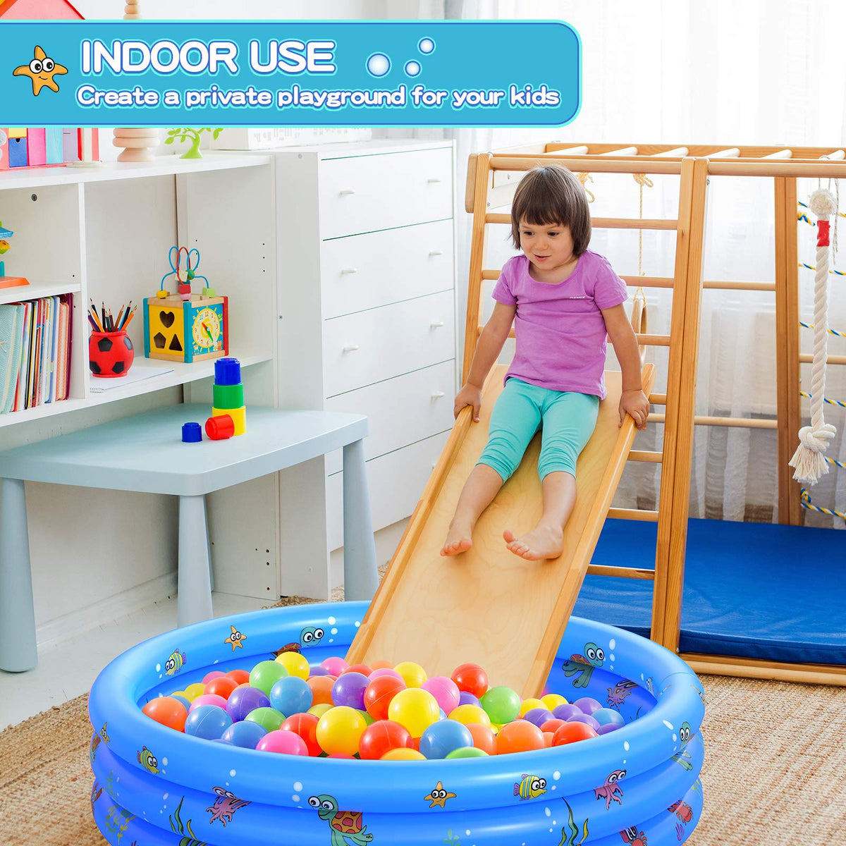 VIVI MAO multipurpose pool doubles as ball pit or sandbox.