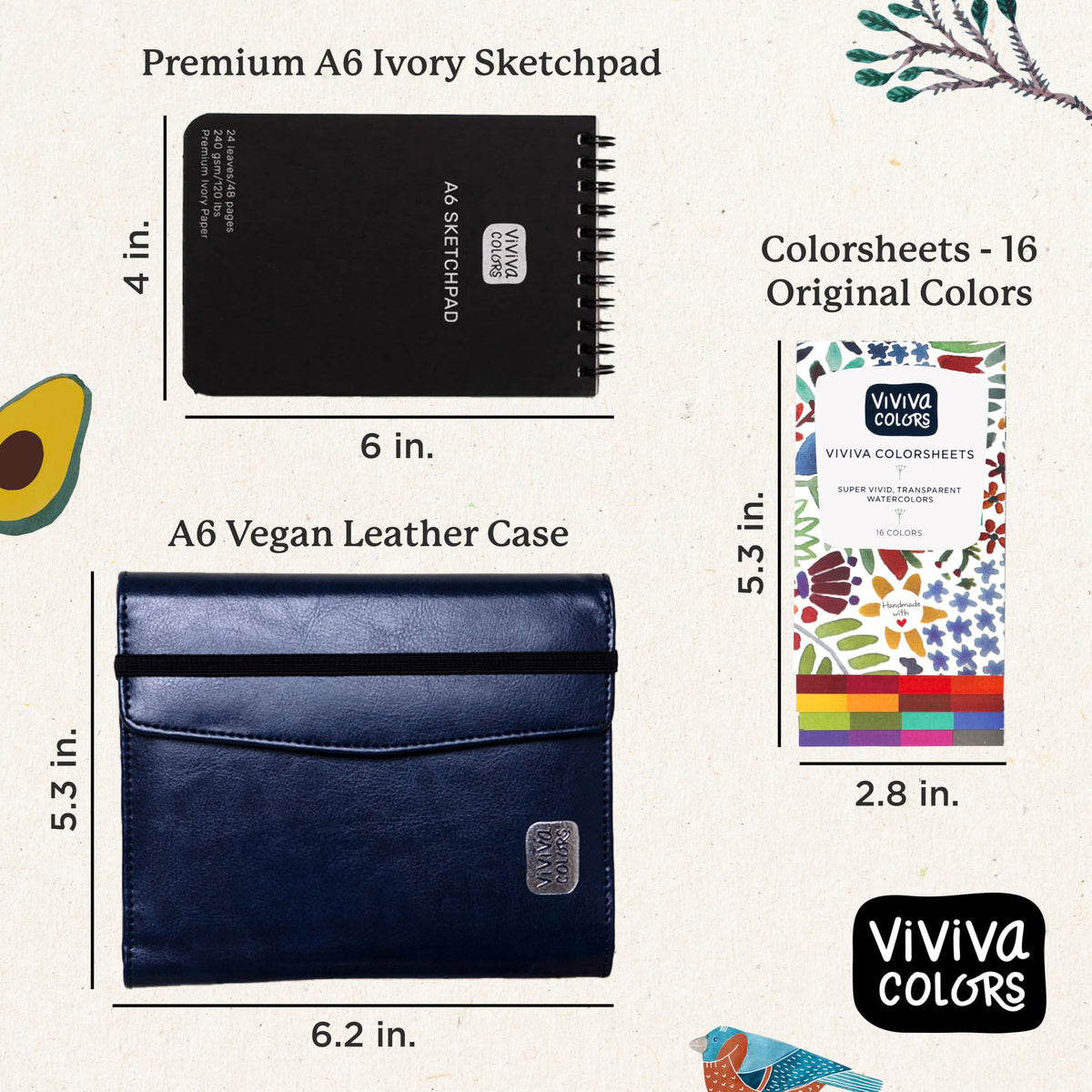 Viviva Colors 240gsm ivory paper resists tearing for travel sketching.