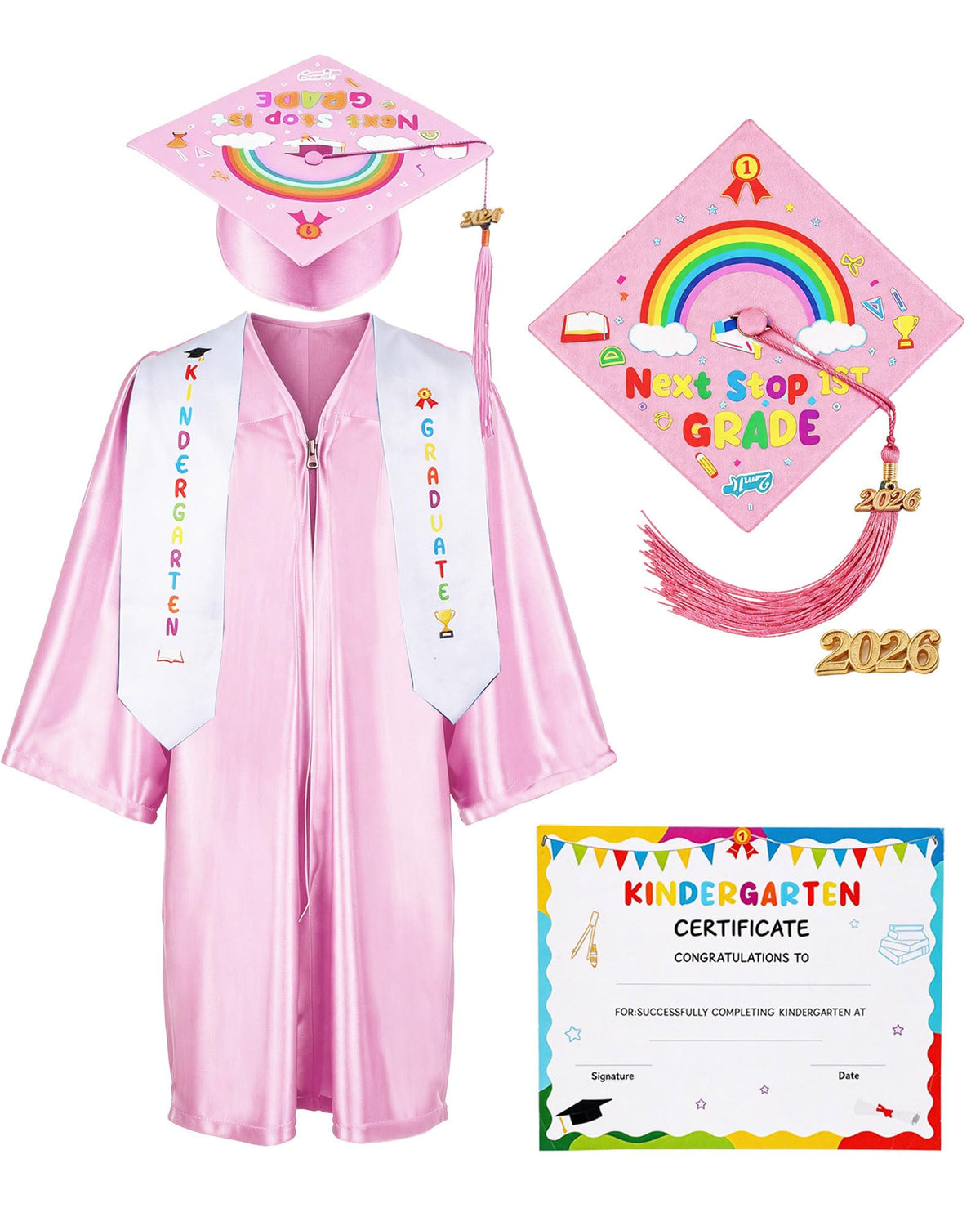 Vivrerizo kindergarten cap—pink cap; ideal for ceremonies and keepsake photos.