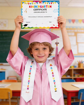 Vivrerizo kindergarten stole—pink stole; polished detail for a coordinated look.