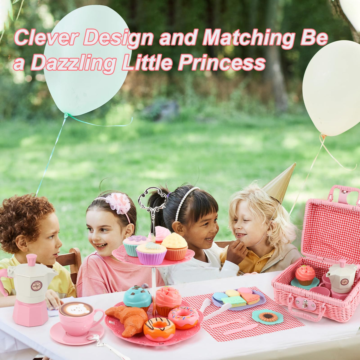 Viwulute Afternoon Tea Toy Set miniature pastries for creative pretend play moments