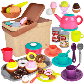 Viwulute picnic basket tea set teapot for imaginative tea parties