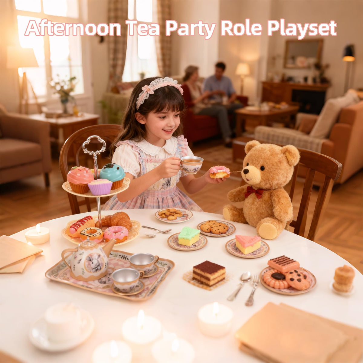 Viwulute Tea Party Set children playing to boost social interaction.