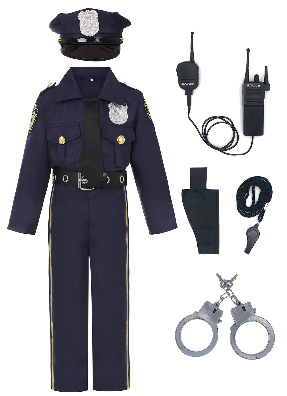 Viyorshop kids police costume shirt for authentic dress-up and imaginative play.