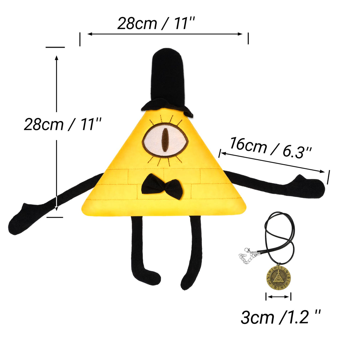 VIYRDOK Bill Cipher Plush top hat and bow tie for true character look.