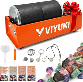VIYUKI professional rock tumbler kit with double drum for efficient polishing.