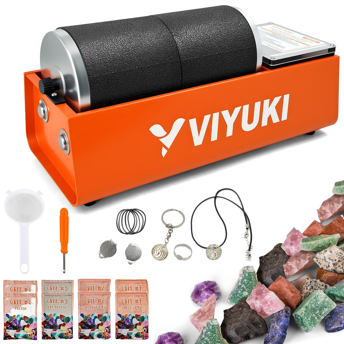 VIYUKI 6lb base and barrel showing sturdy rock tumbling hardware.