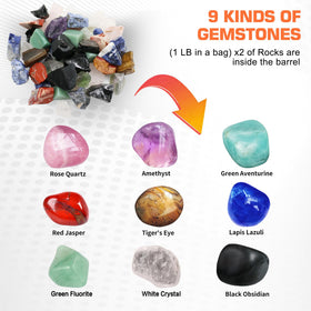 VIYUKI rough gemstones assortment ready to start tumbling.