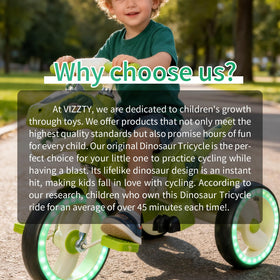 VIZZTY Tricycle includes a convenient storage basket for toys and snacks.