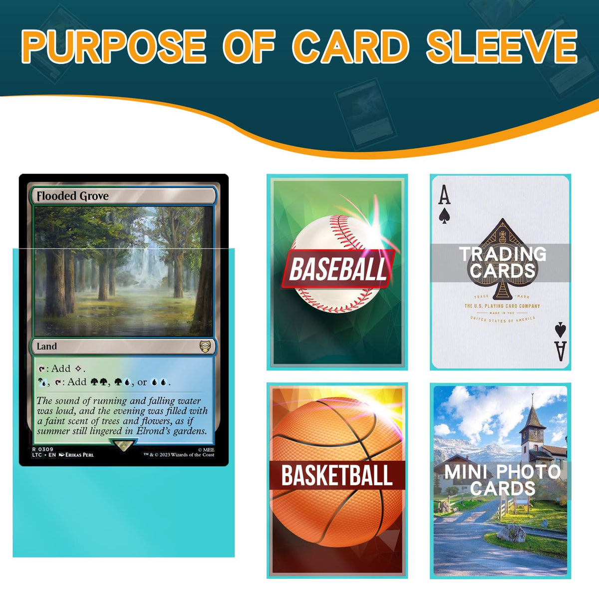 VKshop 66x91mm sleeves fit MTG, baseball and other standard cards.