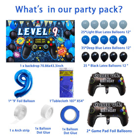 Vlipoeasn 9th video game backdrop creates a focal party wall.