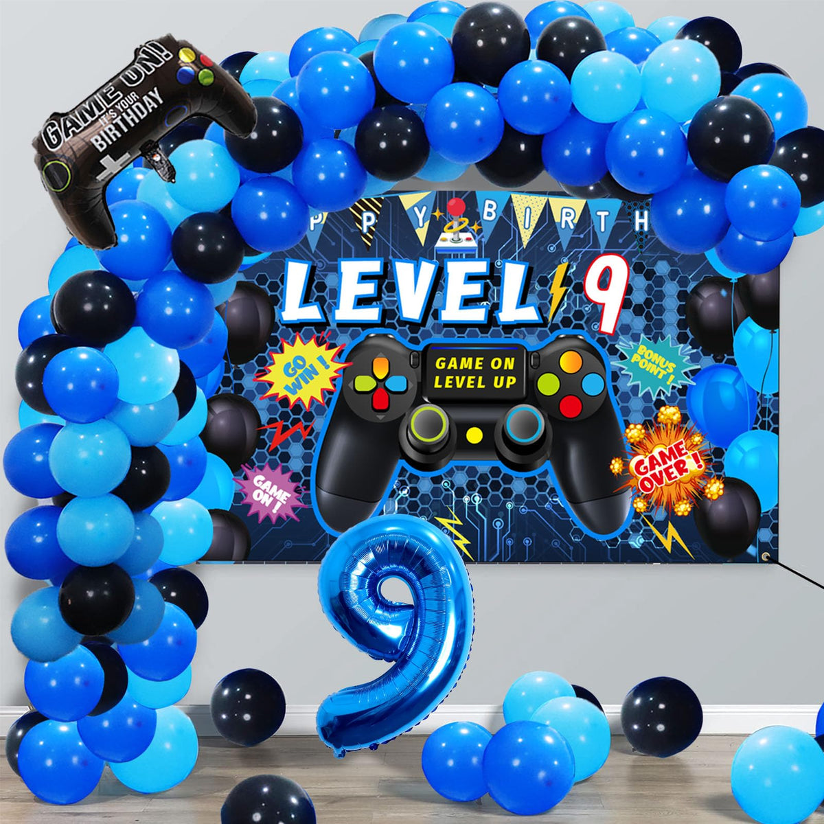 Vlipoeasn foil gamer balloons add arcade flair for photos.