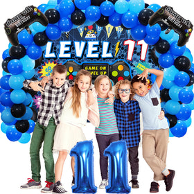Vlipoeasn gamer foil balloons in blue add gamer flair to the party