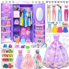 VLUSSO 75-pack doll closet with compartments for tidy outfits