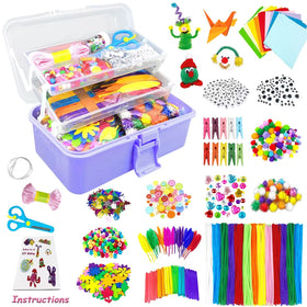 VLUSSO arts and crafts kit 3-tier box keeps supplies organized for creative play