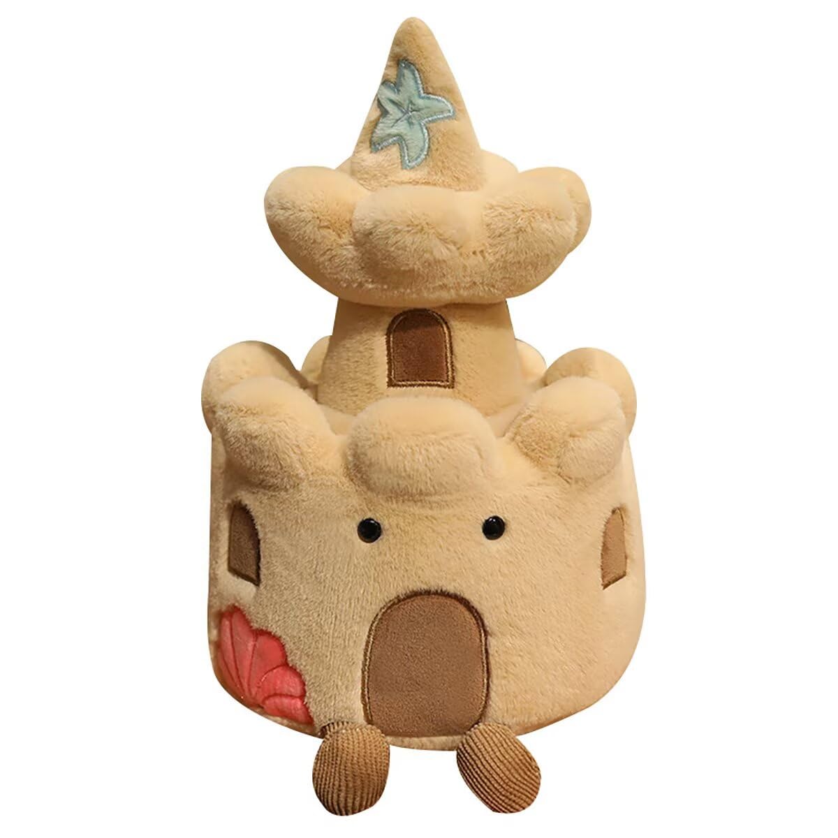 VLYUVUY Sand Castle Plush front view, a cozy cuddly friend for kids' playtime.