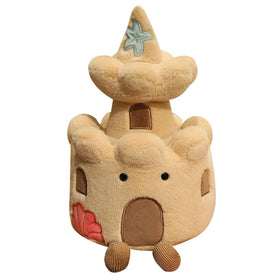 VLYUVUY Sand Castle Plush front view, a cozy cuddly friend for kids' playtime.
