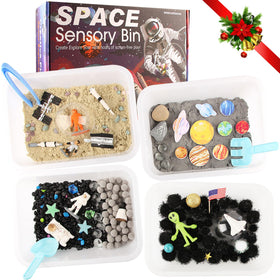 VMNlooking Space Bin outer space sensory bin encourages tactile exploration for curious toddlers
