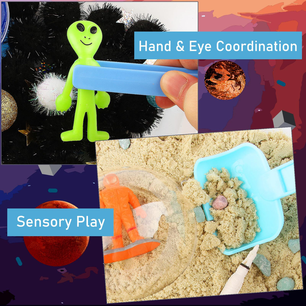 VMNlooking Space Bin textured sand filler promotes sensory exploration and fine motor skills
