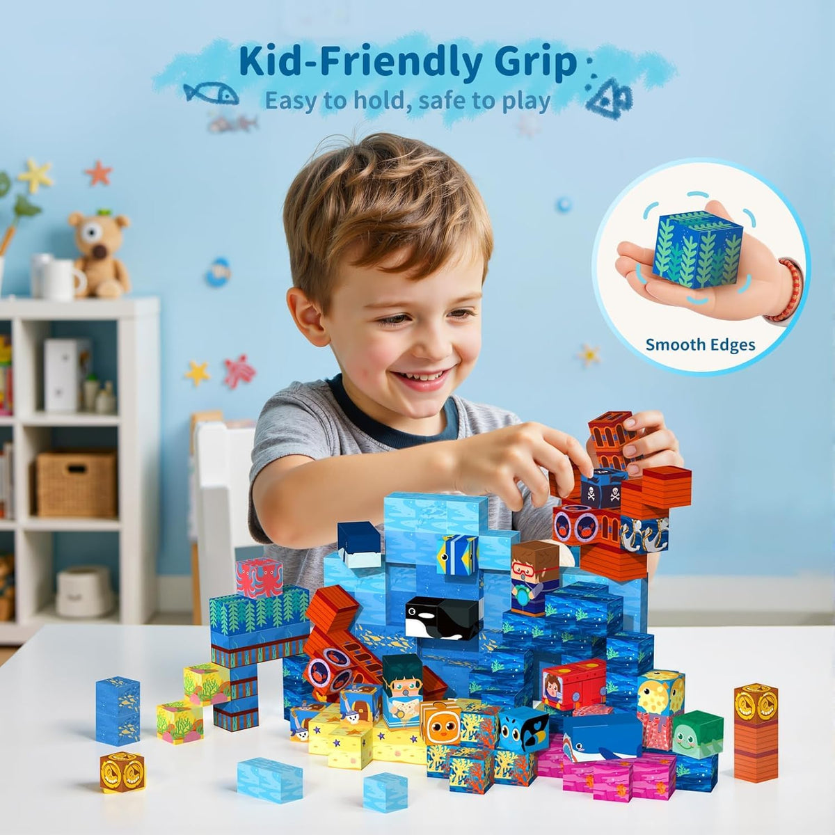 VNLINA chunky easy-grip pieces suit little hands for safe building