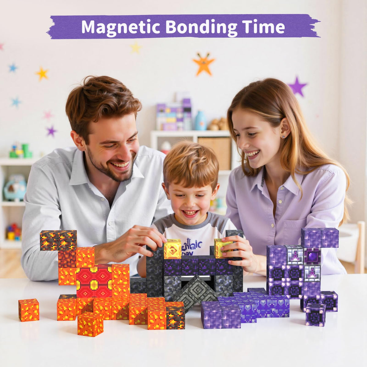 Screen-free play with VNLINA magnetic blocks for focused activity
