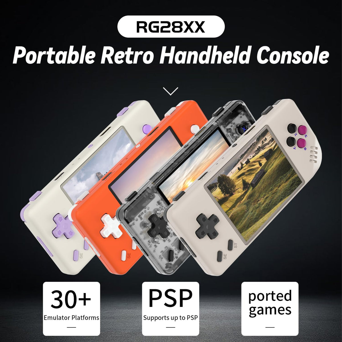 Voacle RG28XX 2.83-inch IPS screen with vivid colors for clear retro play.