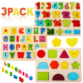 Voamuw wooden alphabet puzzle for toddlers promotes early literacy and hand-eye coordination.