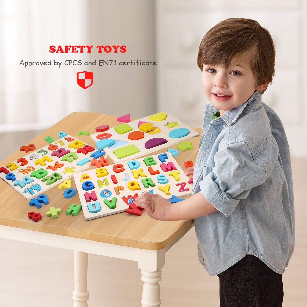 Voamuw wooden numbers puzzle supports counting practice and cognitive skill development.