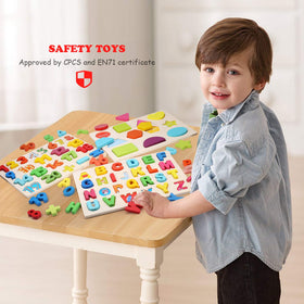 Voamuw wooden numbers puzzle supports counting practice and cognitive skill development.