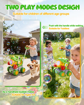 LED lights illuminate bubbles for magical evening play with the Vodolo mower.