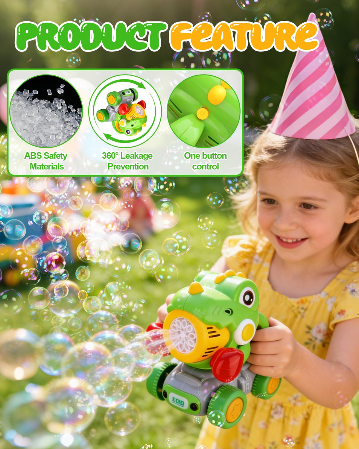 Rechargeable battery and long-lasting use provide extended play sessions outdoors.