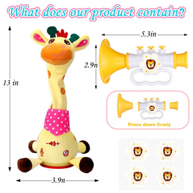 Rechargeable Vodolo giraffe toy shown with built-in charging cable.