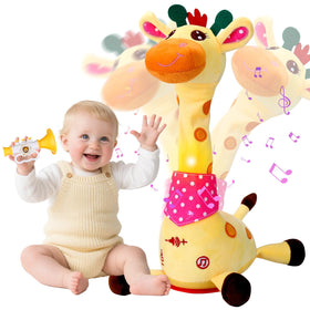 Vodolo talking giraffe toy with 60 songs promotes interactive language play.
