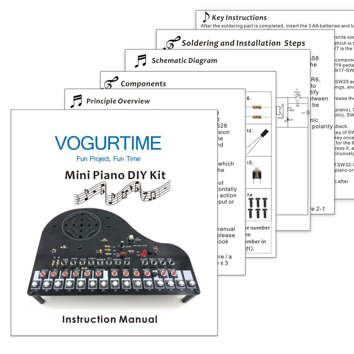 VOGURTIME DIY kit includes high-quality 8Ω speaker delivering surprisingly rich sound