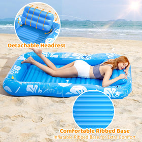 Voice-tank neck pillow provides supportive comfort while sunbathing.