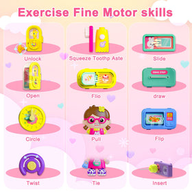 VOILBTOY Busy Board introduces life skills like tying shoelaces and brushing teeth.