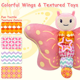 VOILBTOY butterfly crinkling wings stimulate sound and texture during play.