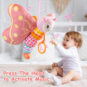 VOILBTOY butterfly hanging ring helps stroller or crib portability.