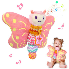 VOILBTOY butterfly sensory toy pink promotes tactile exploration for newborns.