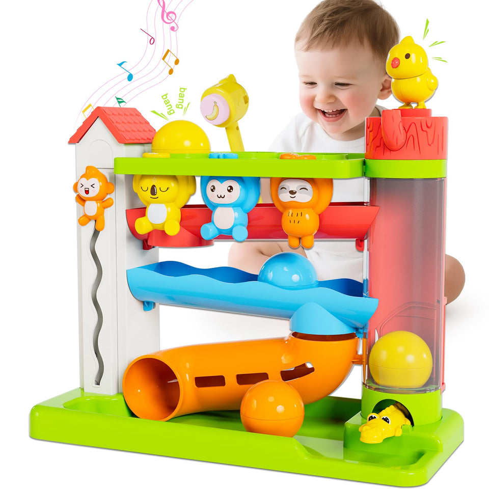 VOILBTOY musical ball drop toy in green engages toddlers with hands-on play.